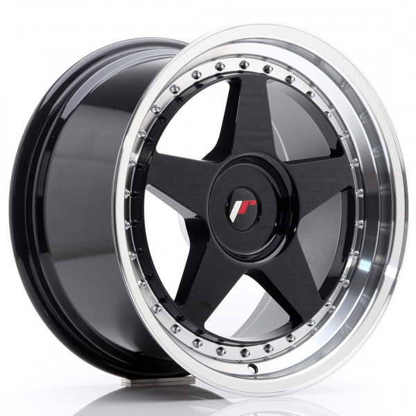 JR Wheels JR6 18x9,5 ET20-40 BLANK Glossy Black w/Machined Lip