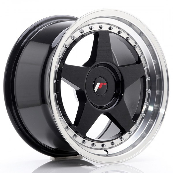 JR Wheels JR6 17x9 ET20-35 BLANK Glossy Black w/Machined Lip